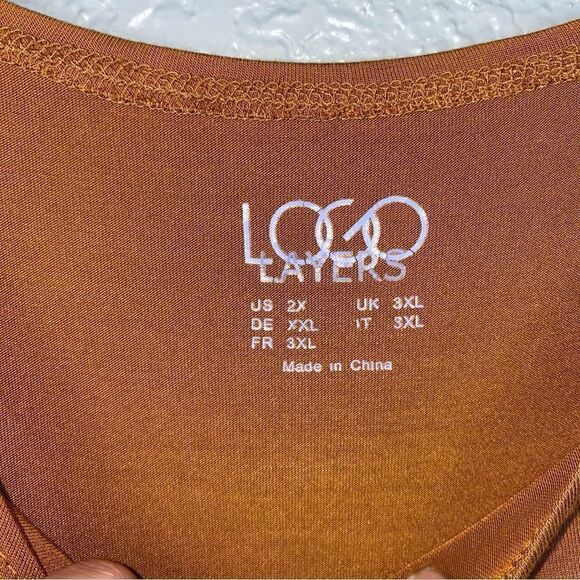 LOGO Lori Goldstein Layers Stretch Scoop Neck Sleeveless Tank Top Brown Size 2X - Picture 2 of 5